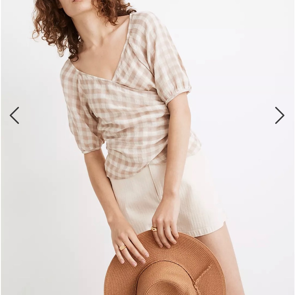 Madewell Sweetheart Wrap Top in Gingham Check